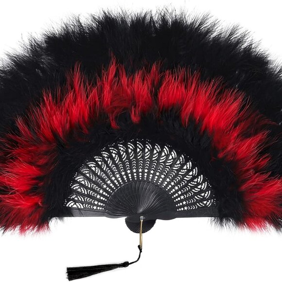 Marabou Feather Fan 20s Vintage Folding Fan Flapper Hand Fan for Costume Dancing - Picture 1 of 7